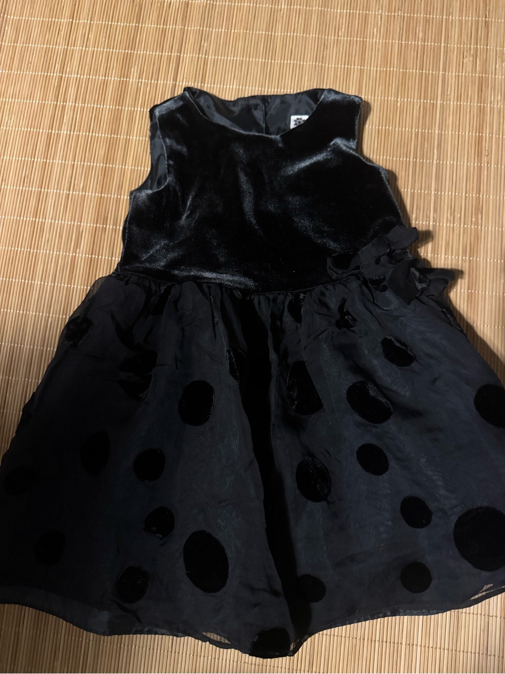 Cherokee Black Velvet and Polka Dot Tulle Dress